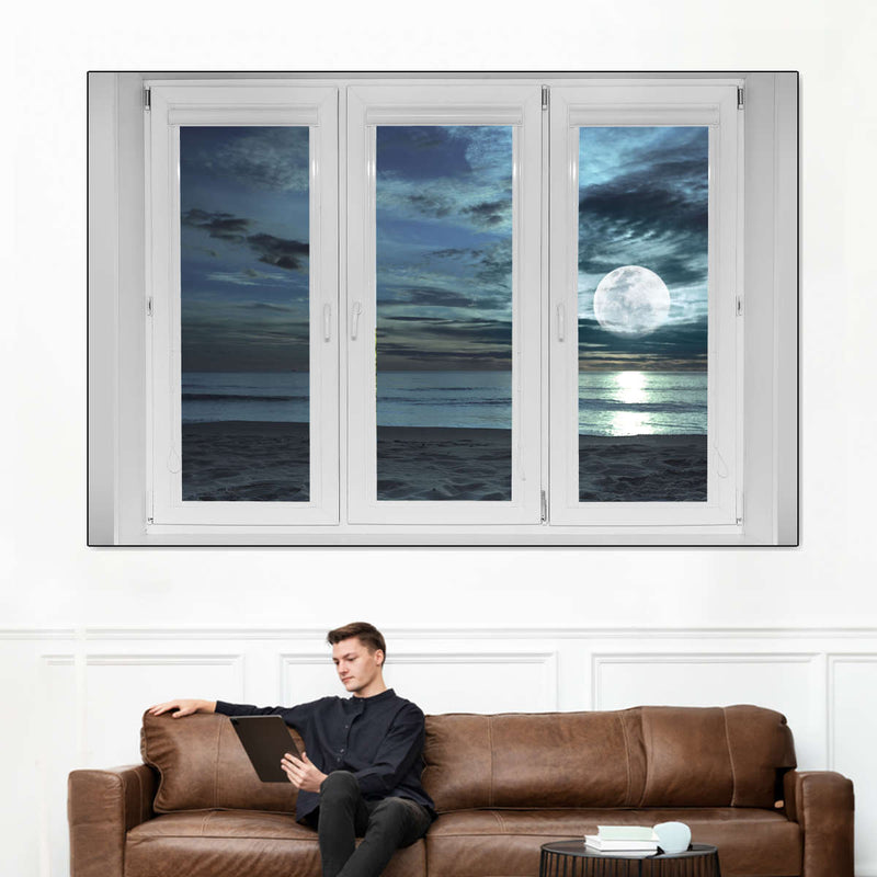 Window To Moonlit Beach Wall Art