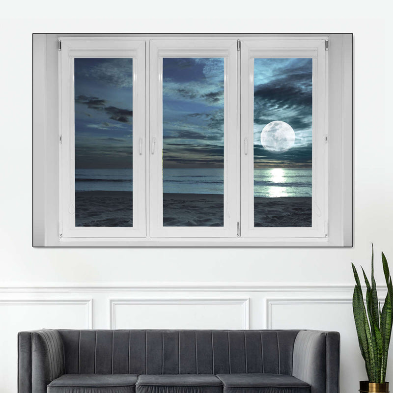 Window To Moonlit Beach Wall Art