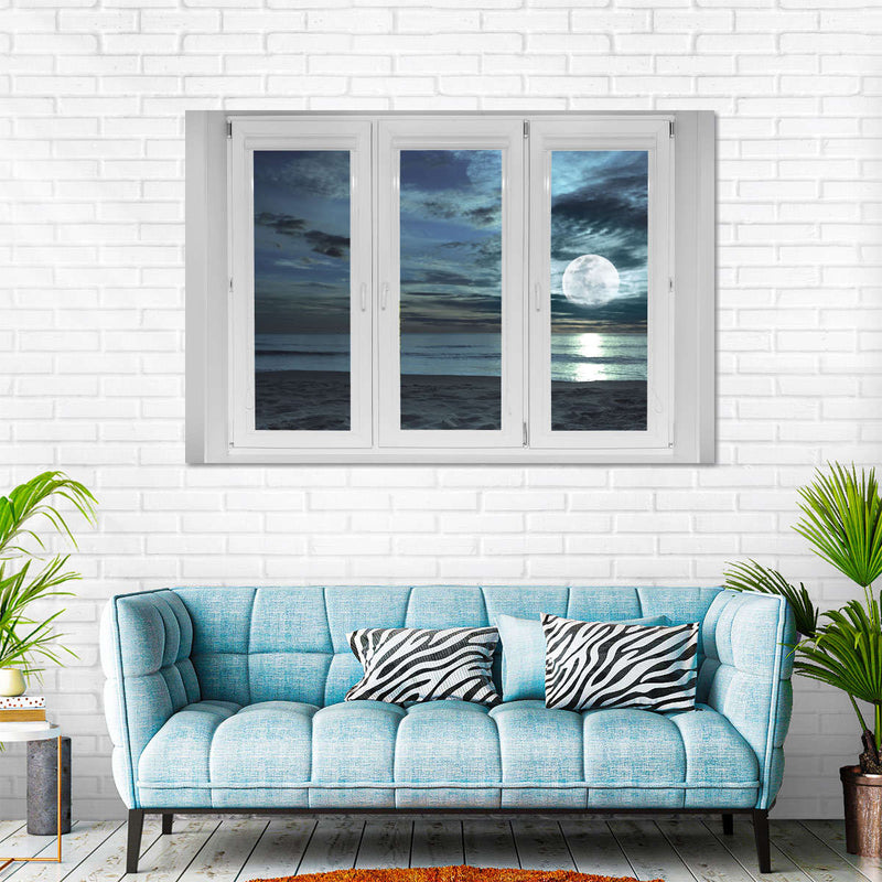 Window To Moonlit Beach Wall Art