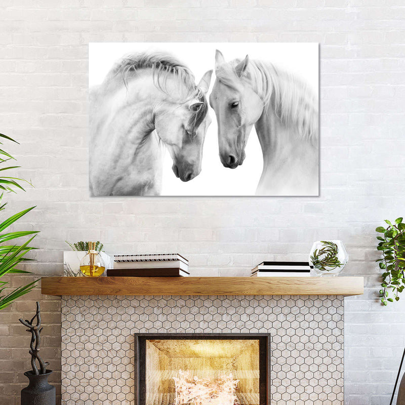 White Horse Couple Wall Art
