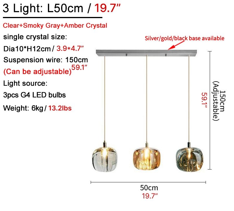 MIRODEMI® Amber/Smoke Gray/Clear Crystal Staircase Hanging Lamp For Stairwell