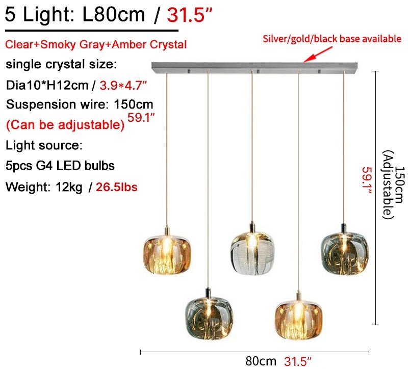 MIRODEMI® Amber/Smoke Gray/Clear Crystal Staircase Hanging Lamp For Stairwell