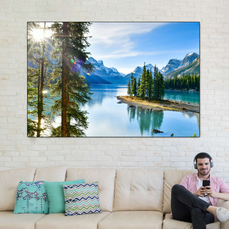 Sunny Maligne Lake Wall Art