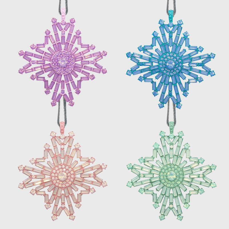Baguette snowflake hanging ornaments boxed set, sherbet