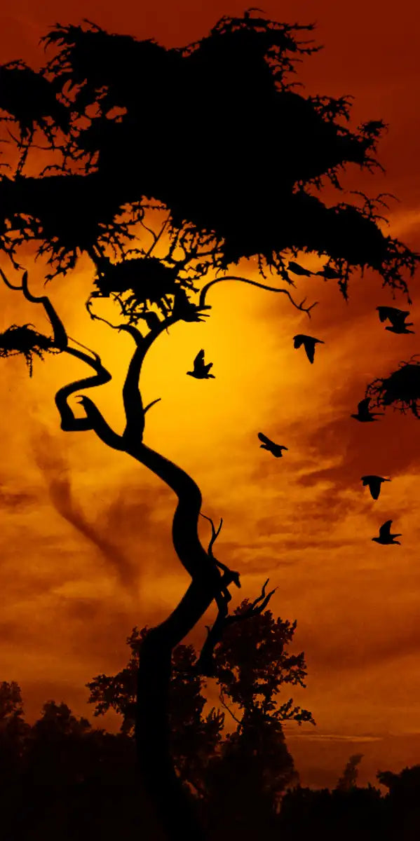 Silhouetted African Giraffes Wall Art
