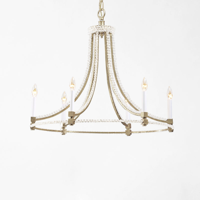 Silver crystal chandelier.