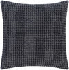 Skipperville Textured Black Woven Square Throw Pillow