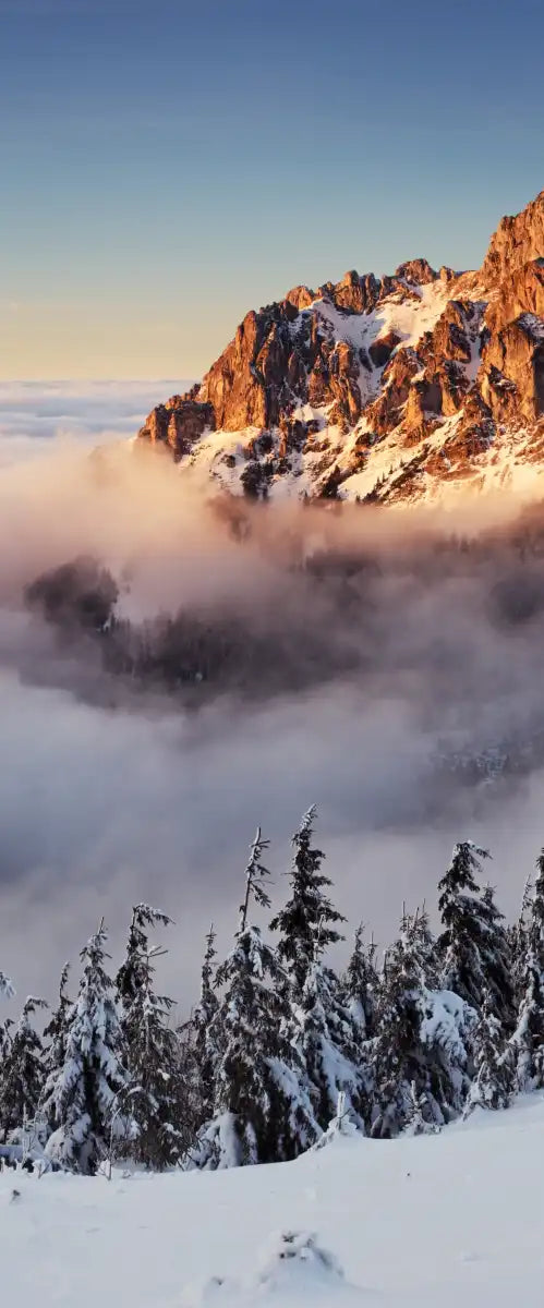 Snow Mountain Sunset Wall Art