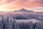 Snowy Mountain At Sunset Wall Art