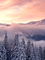 Snowy Mountain At Sunset Wall Art