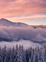 Snowy Mountain At Sunset Wall Art