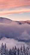 Snowy Mountain At Sunset Wall Art