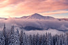 Snowy Mountain At Sunset Wall Art