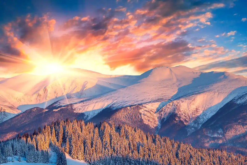 Snowy Mountain Sunrise Wall Art