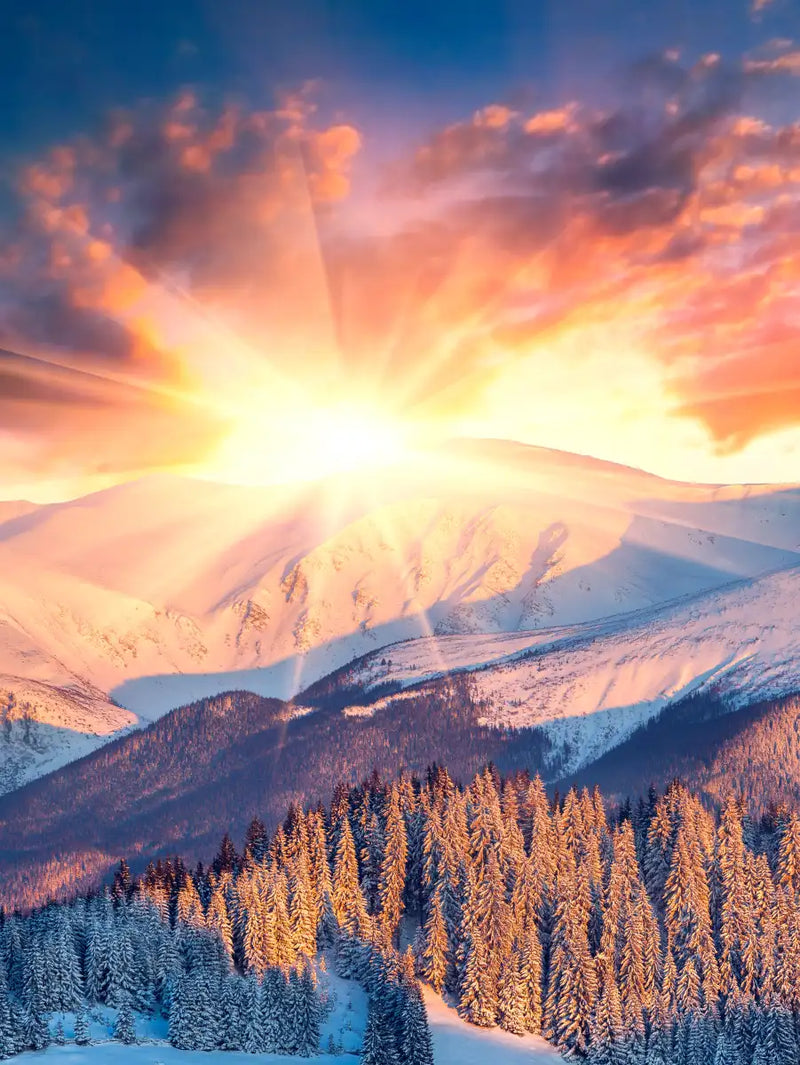 Snowy Mountain Sunrise Wall Art