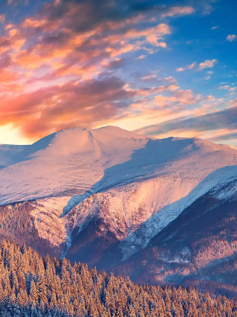 Snowy Mountain Sunrise Wall Art