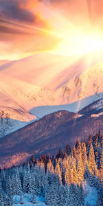 Snowy Mountain Sunrise Wall Art
