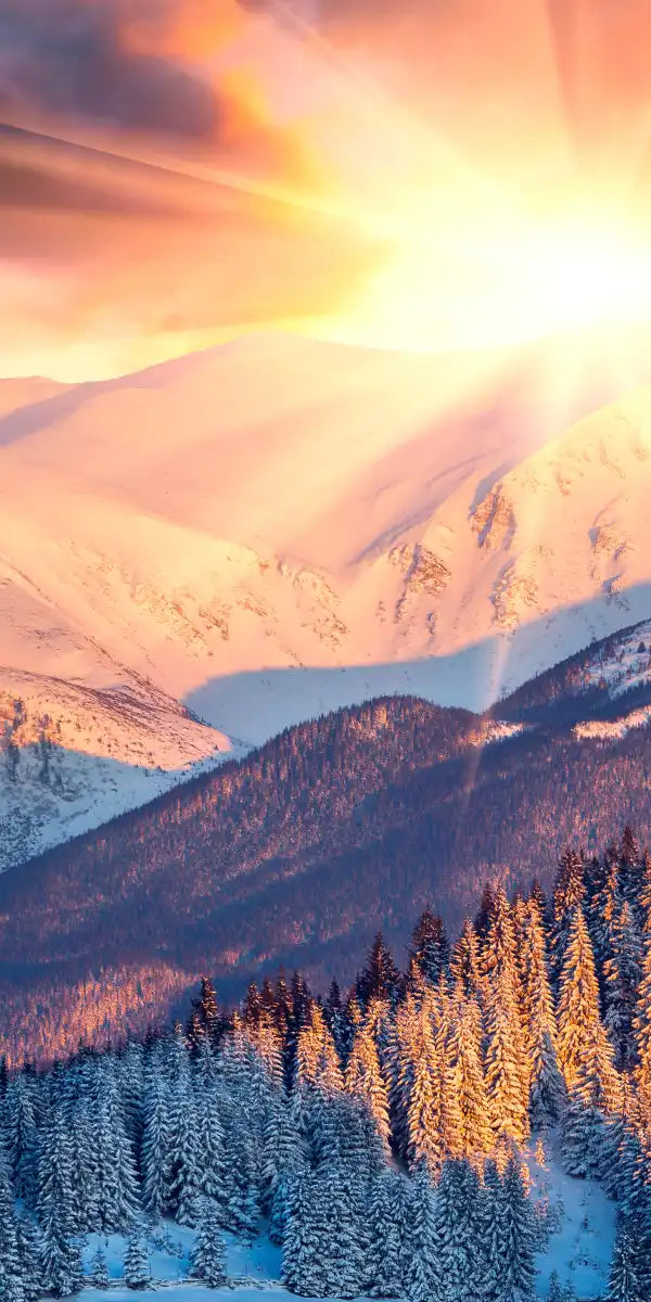 Snowy Mountain Sunrise Wall Art