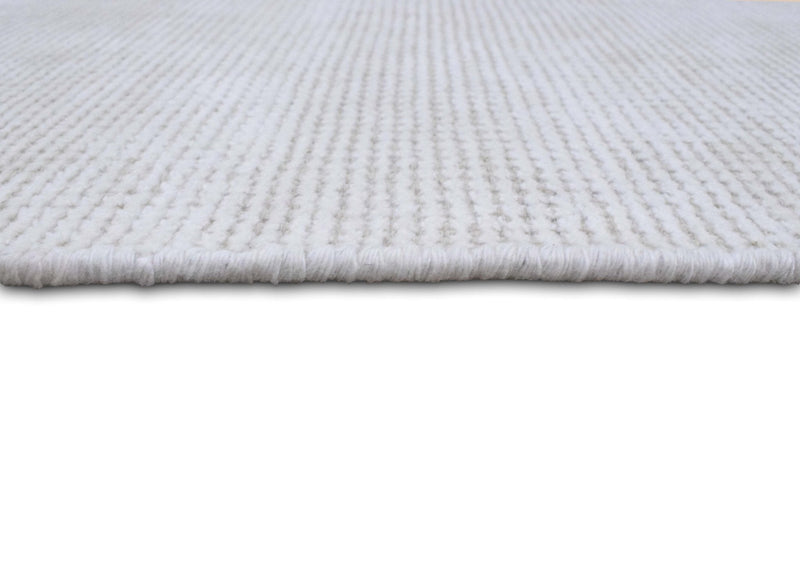 2x3, 5x8, 6x9 and 8x10 Solid Ivory Hand Made Textured Wool Area Rug | Low Pile | No Shedding | TRD163