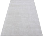 2x3, 5x8, 6x9 and 8x10 Solid Ivory Hand Made Textured Wool Area Rug | Low Pile | No Shedding | TRD163