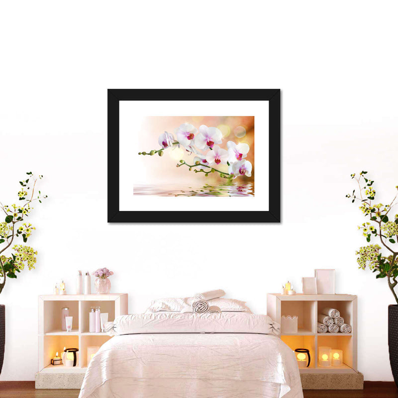 Orchid Flowers On Water Wall Art