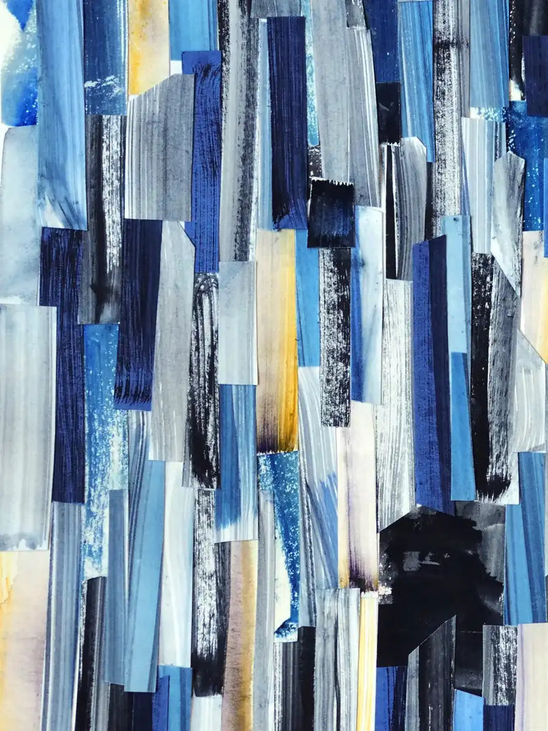 Striped Blue Abstract Wall Art