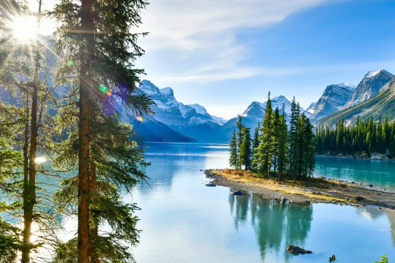 Sunny Maligne Lake Wall Art