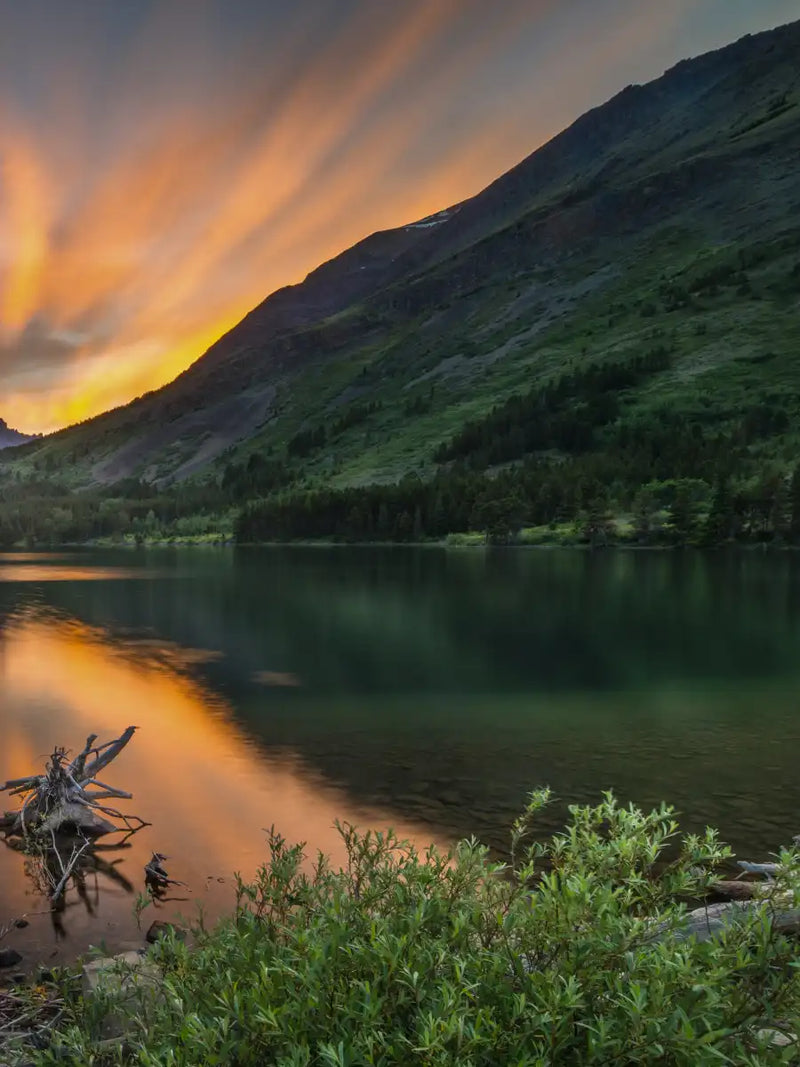 Swiftcurrent Sunset Lake Wall Art