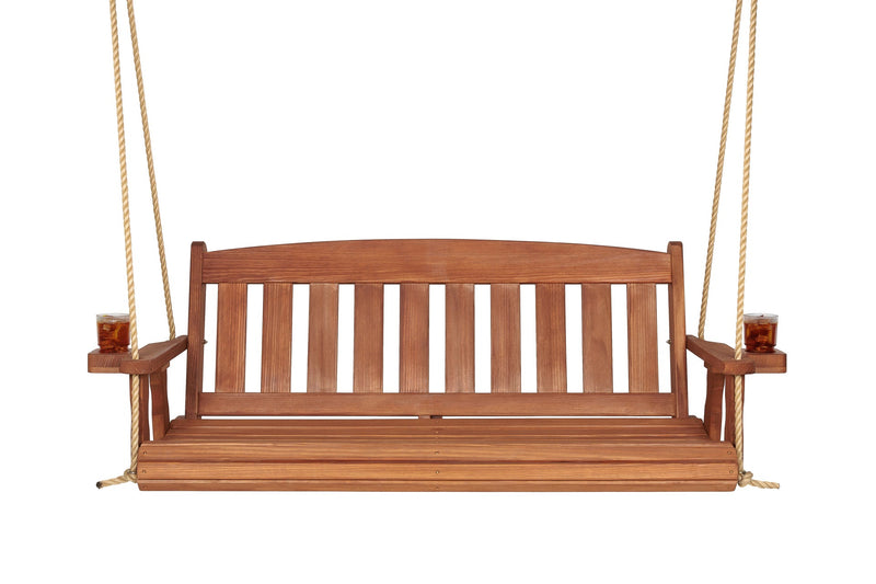 Amish Casual 4 Foot Cedar Stain Mission Porch Swing with Clearcoat