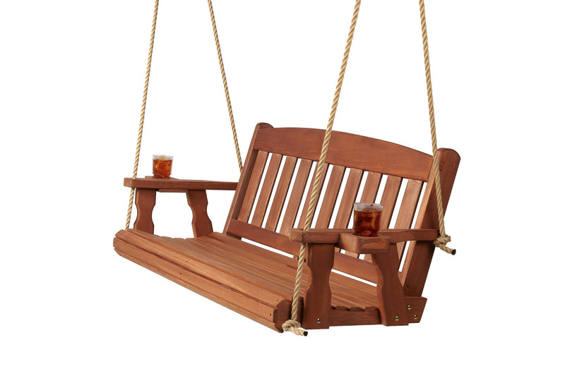 Amish Casual 4 Foot Cedar Stain Mission Porch Swing with Clearcoat