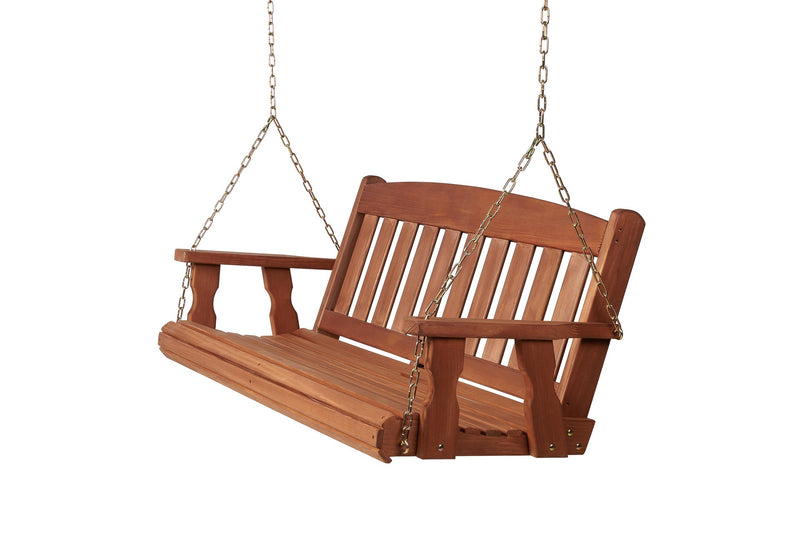 Amish Casual 4 Foot Cedar Stain Mission Porch Swing with Clearcoat