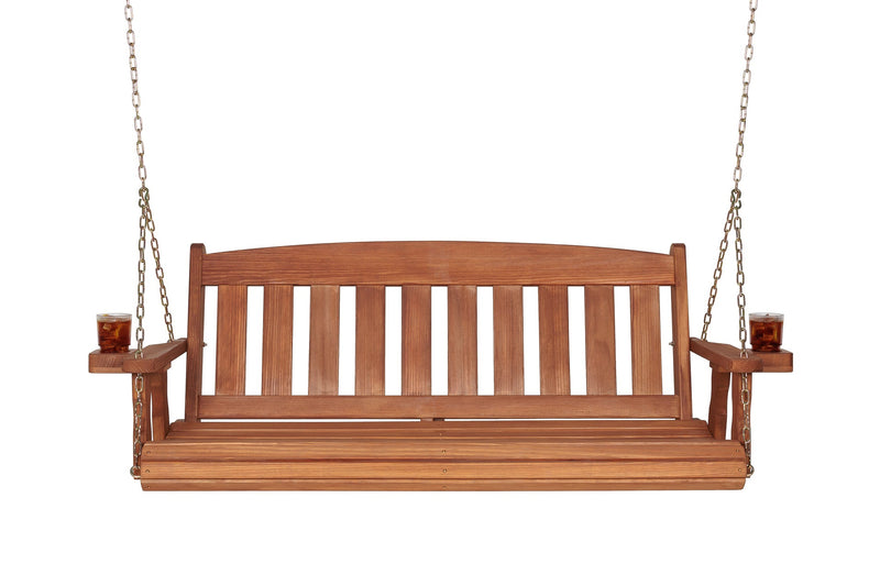 Amish Casual 4 Foot Cedar Stain Mission Porch Swing with Clearcoat