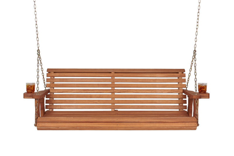 Amish Casual 4 Foot Roll Back Porch Swing in Cedar Stain