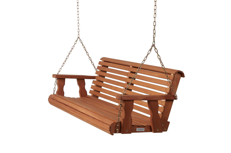 Amish Casual 4 Foot Roll Back Porch Swing in Cedar with Clearcoat