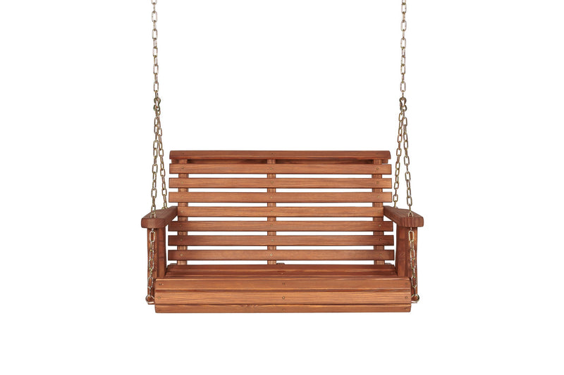 Amish Casual 3 Foot Roll Back Porch Swing in Cedar with Clearcoat
