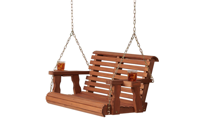 Amish Casual 3 Foot Roll Back Porch Swing in Cedar with Clearcoat