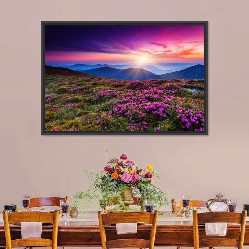 Pink Flowers At Sunset Wall Art