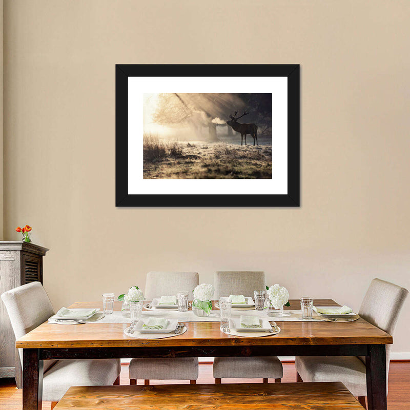 Wild Deer In Snow Wall Art
