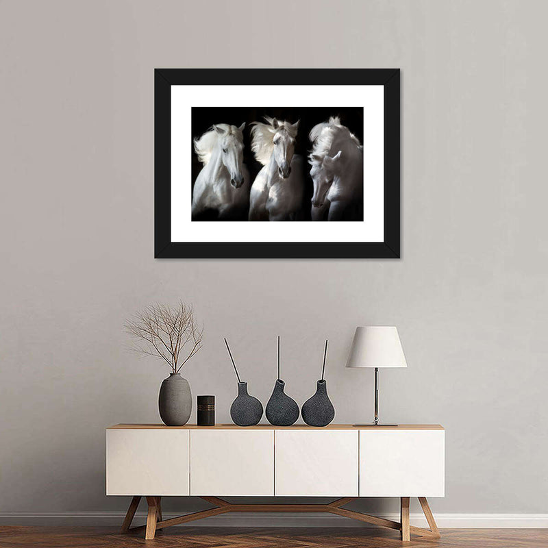 Three White Horses Wall Art