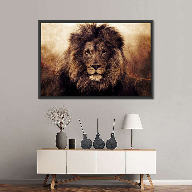 Grunge Lion Head Wall Art