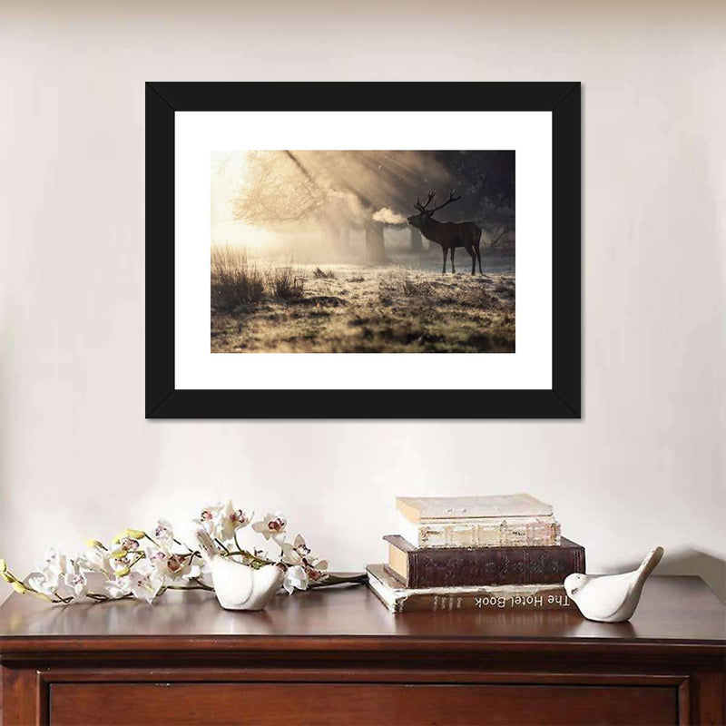 Wild Deer In Snow Wall Art