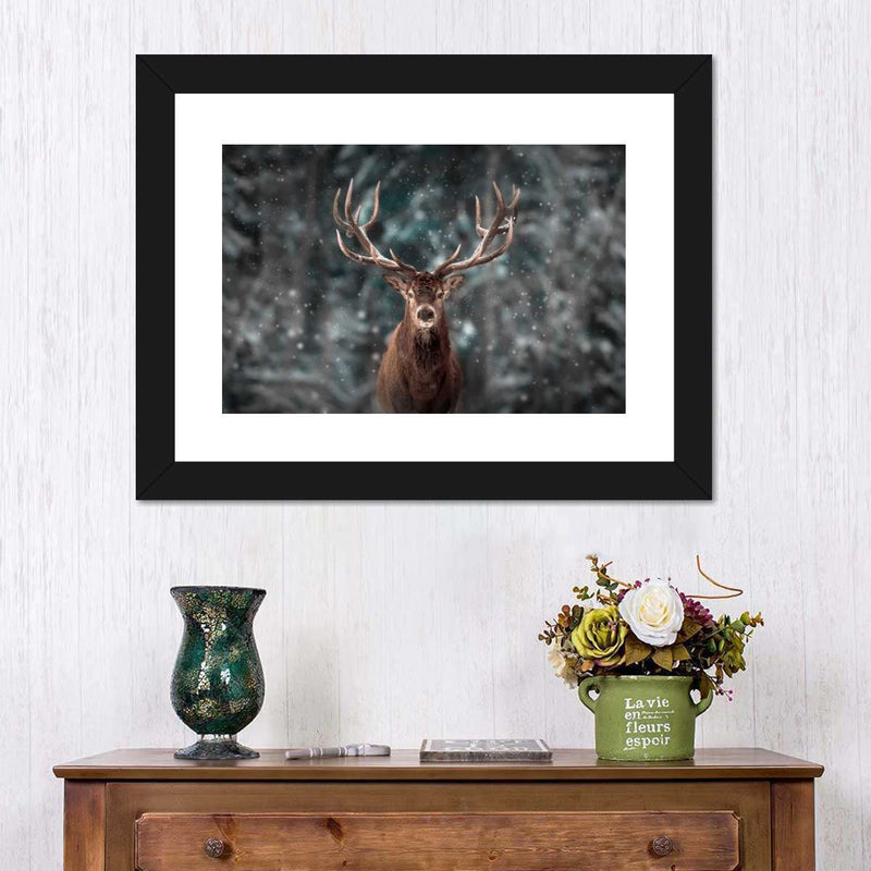 Snowy Noble Deer Wall Art