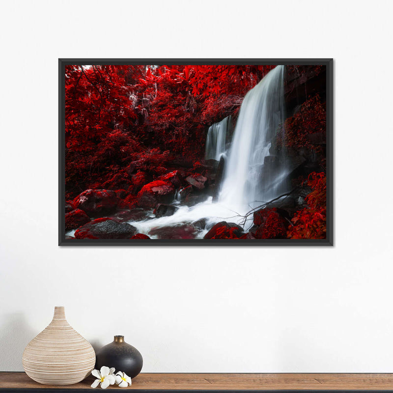 Red Autumn Waterfall Wall Art