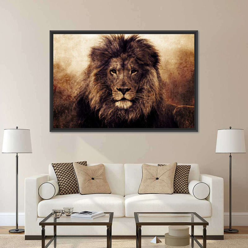 Grunge Lion Head Wall Art