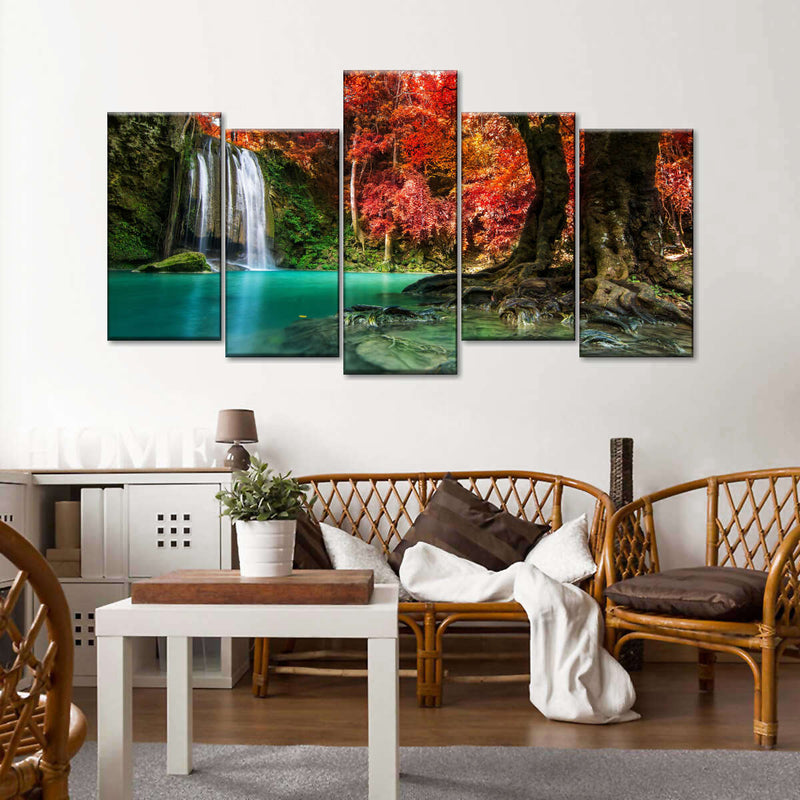Red Waterfall Wall Art