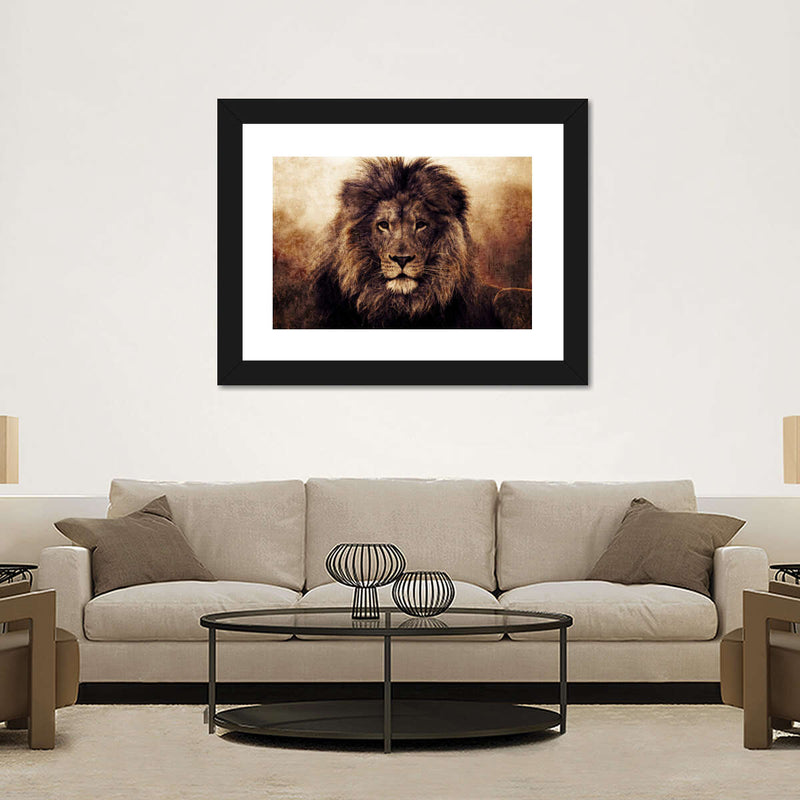 Grunge Lion Head Wall Art