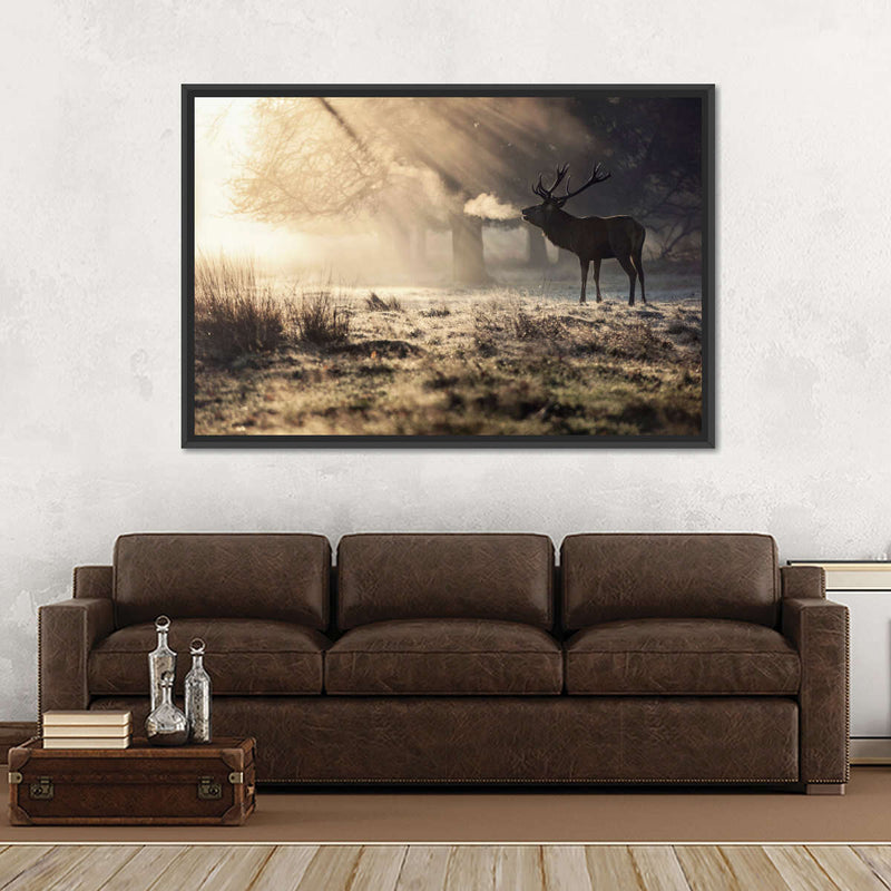 Wild Deer In Snow Wall Art