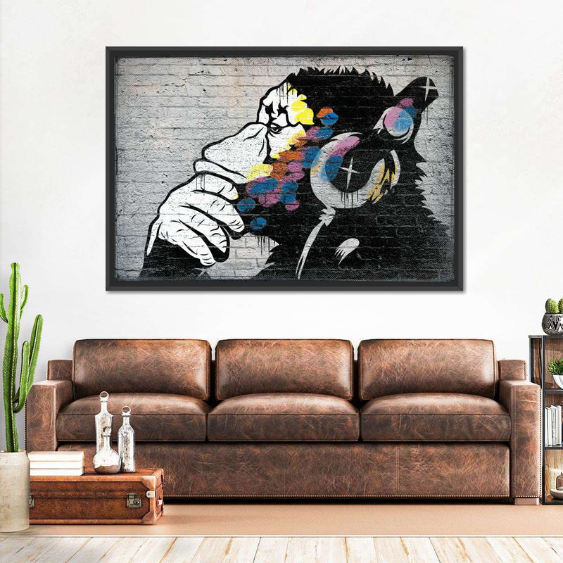 Monkey Wearing Headphones Wall Art