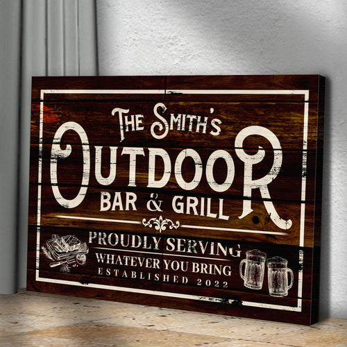 Family Outdoor Bar And Grill Sign II