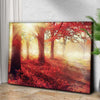 Red Maple Sunrise Path Canvas Wall Art